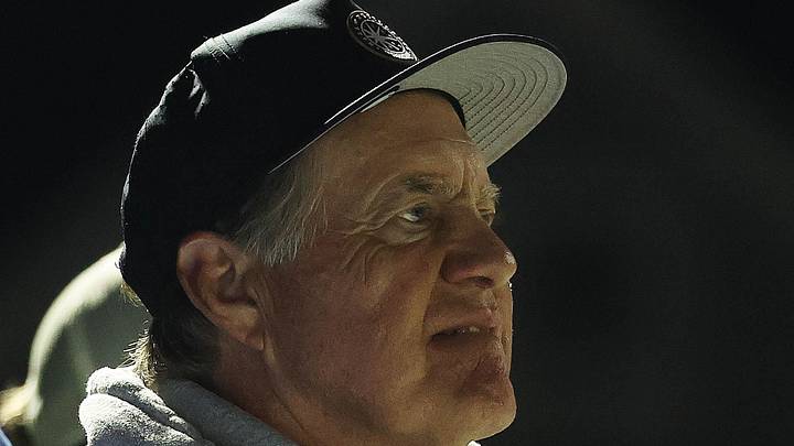 North Carolina football coach Bill Belichick watches the Tabor Academy vs. Milton Academy game on Friday, Sept. 26, 2025. North Carolina football coach Bill Belichick watches the Tabor Academy vs. Milton Academy game on Friday, Sept. 26, 2025.