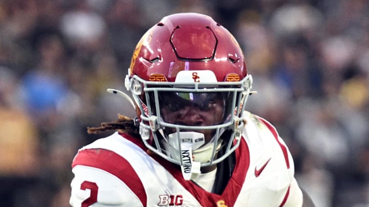 Sep 13, 2025; West Lafayette, Indiana, USA; USC Trojans running back Waymond Jordan (2) runs the ball during the second quarter against the Purdue Boilermakers at Ross-Ade Stadium. Mandatory Credit: Marc Lebryk-Imagn Images Sep 13, 2025; West Lafayette, Indiana, USA; USC Trojans running back Waymond Jordan (2) runs the ball during the second quarter against the Purdue Boilermakers at Ross-Ade Stadium. Mandatory Credit: Marc Lebryk-Imagn Images