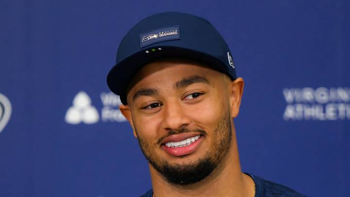 Seattle Seahawks wide receiver Jaxon Smith-Njigba speaks to the media after minicamp practice. Seattle Seahawks wide receiver Jaxon Smith-Njigba speaks to the media after minicamp practice.