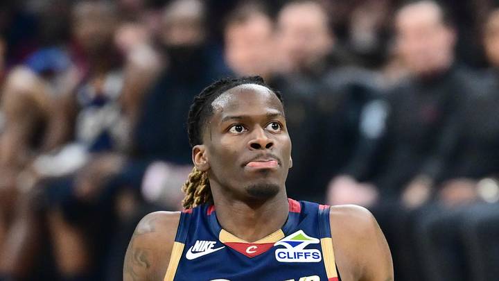 Cleveland Cavaliers guard Keon Ellis (14) reacts after a play during the first half against the Boston Celtics at Rocket Arena on March 8, 2026.