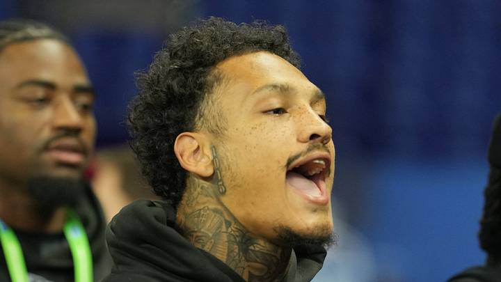 Indianapolis Colts running back Seth McGowan reacts during the NFL Scouting Combine