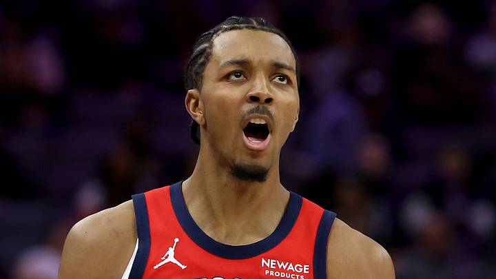 New Orleans Pelicans forward Trey Murphy III (25) reacts after making a three point basket against the Sacramento Kings during the fourth quarter at Golden 1 Center on March 5, 2026. New Orleans Pelicans forward Trey Murphy III (25) reacts after making a three point basket against the Sacramento Kings during the fourth quarter at Golden 1 Center on March 5, 2026.