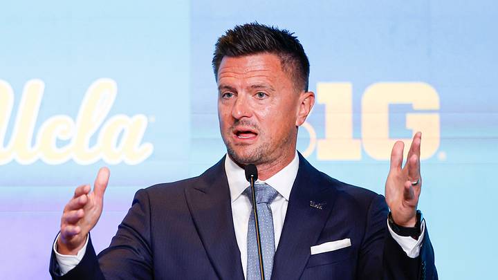 Jul 29, 2026; Chicago, IL, USA; UCLA Football head coach Bob Chesney speaks during Big Ten Media Days at Hilton Chicago. Mandatory Credit: Kamil Krzaczynski-Imagn Images Jul 29, 2026; Chicago, IL, USA; UCLA Football head coach Bob Chesney speaks during Big Ten Media Days at Hilton Chicago. Mandatory Credit: Kamil Krzaczynski-Imagn Images