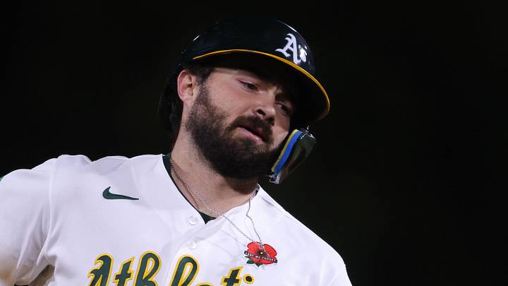 May 25, 2026; West Sacramento, California, USA; Athletics catcher Shea Langeliers (23) jogs around the bases after hitting a solo home run during the eighth inning against the Seattle Mariners at Sutter Health Park. Mandatory Credit: Scott Marshall-Imagn Images