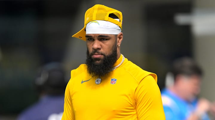 Oct 19, 2025; Inglewood, California, USA;  Los Angeles Chargers wide receiver Keenan Allen (13) warms up prior to the game against the Indianapolis Colts at SoFi Stadium. Mandatory Credit: Jayne Kamin-Oncea-Imagn Images