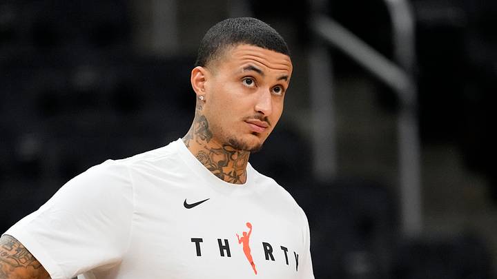 Milwaukee Bucks forward Kyle Kuzma (18) during warm-ups prior to the game against the Brooklyn Nets at Fiserv Forum on April 10, 2026.