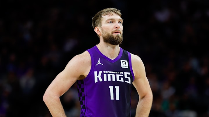 Feb 5, 2025; Sacramento, California, USA; Sacramento Kings forward Domantas Sabonis (11) looks on during the third quarter against the Orlando Magic at Golden 1 Center. Feb 5, 2025; Sacramento, California, USA; Sacramento Kings forward Domantas Sabonis (11) looks on during the third quarter against the Orlando Magic at Golden 1 Center.
