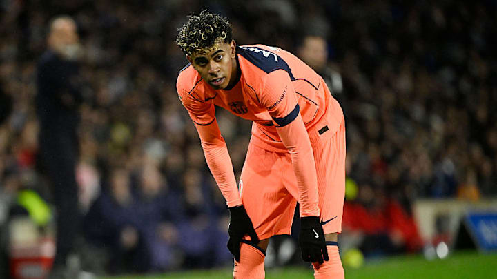 Lamine Yamal will miss Wednesday’s clash through suspension. 