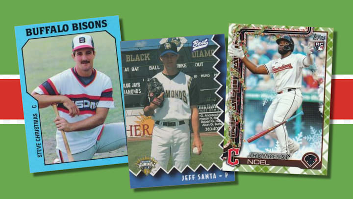 Baseball cards with a Christmas theme