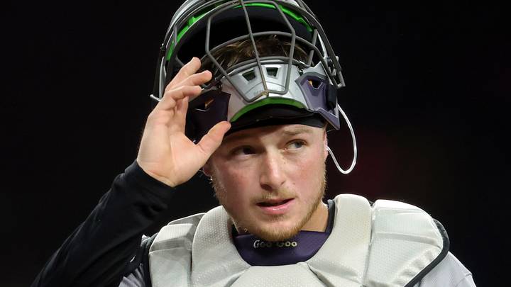 Aug 10, 2026; Phoenix, Arizona, USA; Colorado Rockies catcher Hunter Goodman against the Arizona Diamondbacks at Chase Field. Mandatory Credit: Mark J. Rebilas-Imagn Images Aug 10, 2026; Phoenix, Arizona, USA; Colorado Rockies catcher Hunter Goodman against the Arizona Diamondbacks at Chase Field. Mandatory Credit: Mark J. Rebilas-Imagn Images