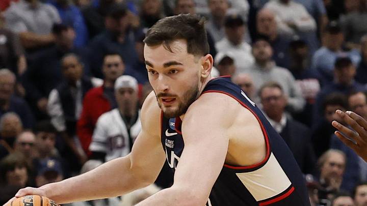 Mar 29, 2026; Washington, DC, USA; UConn Huskies forward Alex Karaban (11) drives to the basket against the Duke Blue Devils during an Elite Eight game of the East Regional of the men's 2026 NCAA Tournament at Capital One Arena. Mandatory Credit: Geoff Burke-Imagn Images