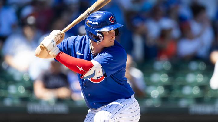 Mar 24, 2026; Mesa, Arizona, USA; Chicago Cubs first baseman Josiah Hartshorn against the New York Yankees during spring training at Sloan Park. Mandatory Credit: Mark J. Rebilas-Imagn Images Mar 24, 2026; Mesa, Arizona, USA; Chicago Cubs first baseman Josiah Hartshorn against the New York Yankees during spring training at Sloan Park. Mandatory Credit: Mark J. Rebilas-Imagn Images