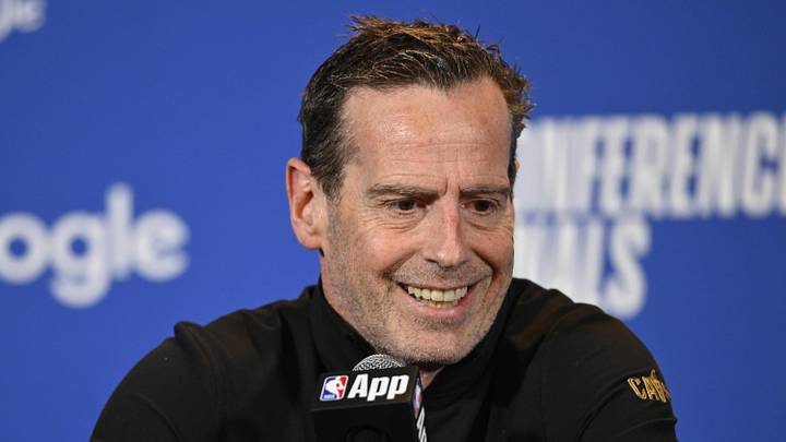 May 25, 2026; Cleveland, Ohio, USA; Cleveland Cavaliers head coach Kenny Atkinson speaks with media before  game four of the eastern conference finals for the 2026 NBA playoffs against the New York Knicks  at Rocket Arena. Mandatory Credit: David Richard-Imagn Images