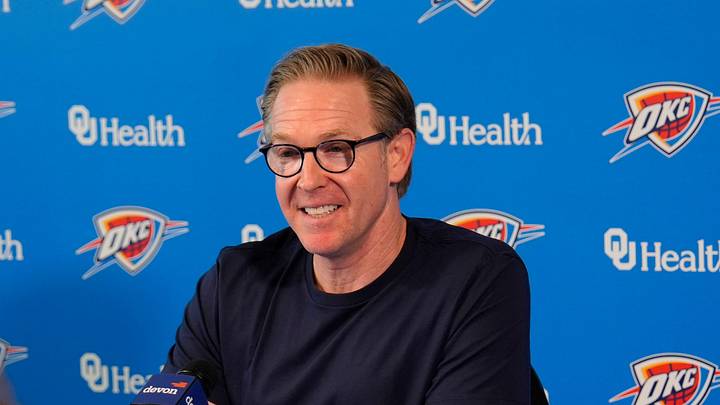 Sam Presti, Thunder General Manager, has his end-of-season media access, Monday, June 8, 2026.