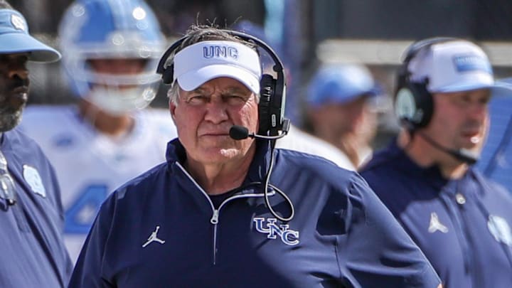 Sep 20, 2025; Orlando, Florida, USA; North Carolina Tar Heels head coach Bill Belichick walks the sideline during the first quarter against the UCF Knights at the Bounce House Stadium. Mandatory Credit: Mike Watters-Imagn Images Sep 20, 2025; Orlando, Florida, USA; North Carolina Tar Heels head coach Bill Belichick walks the sideline during the first quarter against the UCF Knights at the Bounce House Stadium. Mandatory Credit: Mike Watters-Imagn Images