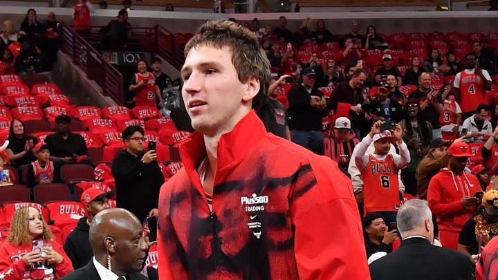 Oct 24, 2026; Chicago, Illinois, USA;  Chicago Bulls forward Matas Buzelis (14) high fives fans prior to the first half against the Washington Wizards at United Center.  Mandatory Credit: Patrick Gorski-Imagn Images