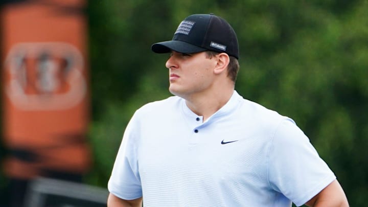 Cincinnati Bengals Trey Hendrickson makes an appearance at practice, Tuesday, May 13, 2025, at Kettering Health Practice Fields in Downtown Cincinnati. Cincinnati Bengals Trey Hendrickson makes an appearance at practice, Tuesday, May 13, 2025, at Kettering Health Practice Fields in Downtown Cincinnati.