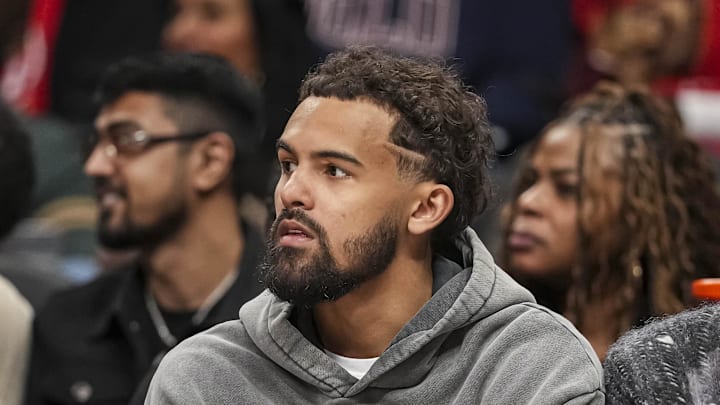 Feb 24, 2026; Atlanta, Georgia, USA; Washington Wizards guard Trae Young (3) watches from the bench during the game against the Atlanta Hawks during the second half at State Farm Arena. Mandatory Credit: Dale Zanine-Imagn Images Feb 24, 2026; Atlanta, Georgia, USA; Washington Wizards guard Trae Young (3) watches from the bench during the game against the Atlanta Hawks during the second half at State Farm Arena. Mandatory Credit: Dale Zanine-Imagn Images