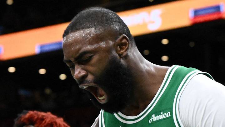 Boston Celtics guard Jaylen Brown (7) reacts after being folded by Philadelphia 76ers guard Kelly Oubre Jr. (9) in the second half of Game 2 of the first round of the 2026 NBA Playoffs at TD Garden on April 21, 2026. Boston Celtics guard Jaylen Brown (7) reacts after being folded by Philadelphia 76ers guard Kelly Oubre Jr. (9) in the second half of Game 2 of the first round of the 2026 NBA Playoffs at TD Garden on April 21, 2026.