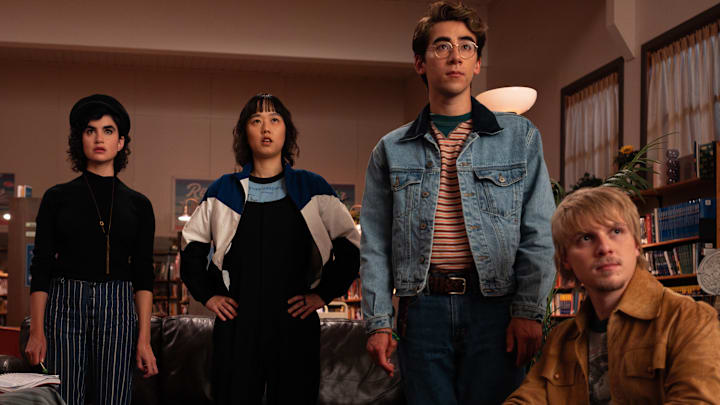 L-R: Sarah Yarkin as Rhonda, Ci Hang Ma as Quinn, Nick Pugliese as Charley and Miles Elliot as Yuri in School Spirits, Season 3, streaming on Paramount+, 2026. Photo L-R: Sarah Yarkin as Rhonda, Ci Hang Ma as Quinn, Nick Pugliese as Charley and Miles Elliot as Yuri in School Spirits, Season 3, streaming on Paramount+, 2026. Photo