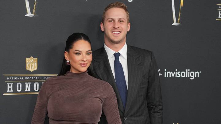 Jared Goff and his wife Christen Harper on the red carpet before Super Bowl LIX NFL Honors at Saenger Theatre. Jared Goff and his wife Christen Harper on the red carpet before Super Bowl LIX NFL Honors at Saenger Theatre.