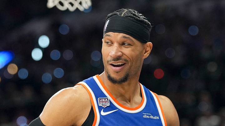 Jun 5, 2026; San Antonio, Texas, USA; New York Knicks guard Josh Hart (3) reacts to a call during the fourth quarter against the San Antonio Spurs during game two of the 2026 NBA Finals at Frost Bank Center. Mandatory Credit: Scott Wachter-Imagn Images Jun 5, 2026; San Antonio, Texas, USA; New York Knicks guard Josh Hart (3) reacts to a call during the fourth quarter against the San Antonio Spurs during game two of the 2026 NBA Finals at Frost Bank Center. Mandatory Credit: Scott Wachter-Imagn Images