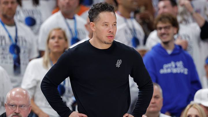May 26, 2026; Oklahoma City, Oklahoma, USA; San Antonio Spurs head coach Mitch Johnson during the first quarter against the Oklahoma City Thunder in game five of the western conference finals for the 2026 NBA playoffs at Paycom Center. Mandatory Credit: Alonzo Adams-Imagn Images