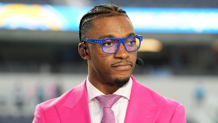 Oct 16, 2023; Inglewood, California, USA; Robert Griffin III on the ESPN Monday Night Football Countdown set SoFi Stadium. Mandatory Credit: Kirby Lee-Imagn Images