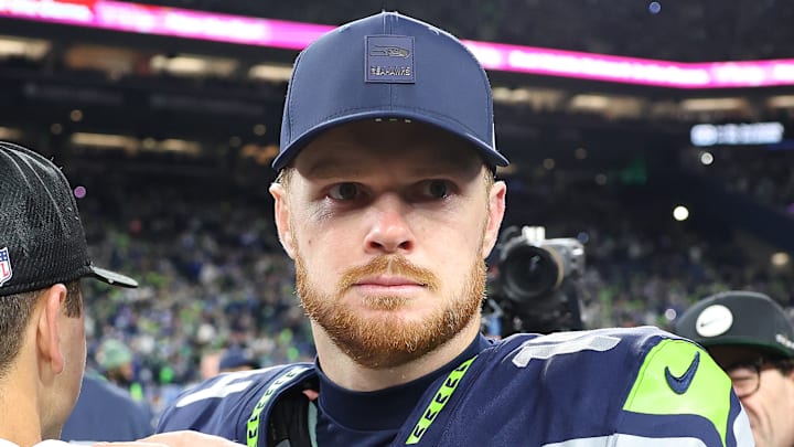 Sam Darnold of the Seattle Seahawks postgame