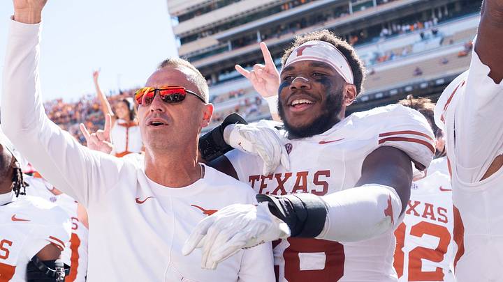 Texas coach Steve Sarkisian and linebacker Justin Cryer sing “The Eyes of Texas” with his team after a college football game between Tennessee and Texas at Neyland Stadium in Knoxville, Tenn. on Sept. 26, 2026. Texas coach Steve Sarkisian and linebacker Justin Cryer sing “The Eyes of Texas” with his team after a college football game between Tennessee and Texas at Neyland Stadium in Knoxville, Tenn. on Sept. 26, 2026.