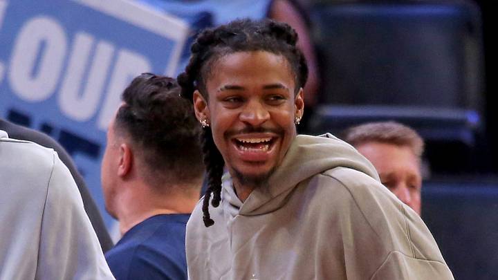 Mar 20, 2026; Memphis, Tennessee, USA; Memphis Grizzlies guard Jahmai Mashack (left) and guard Ja Morant (right) react during a timeout during the fourth quarter against the Boston Celtics at FedExForum. Mandatory Credit: Petre Thomas-Imagn Images