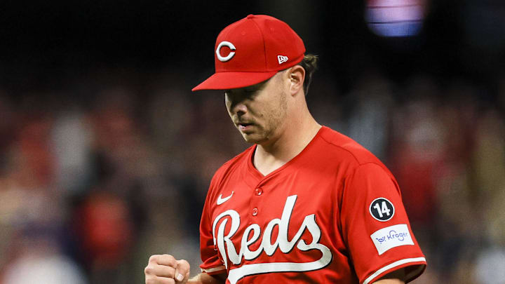 Cincinnati Reds relief pitcher Emilio Pagan (15) reacts