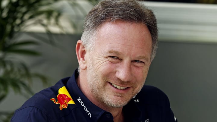 May 5, 2024; Miami Gardens, Florida, USA; Red Bull team principle Christian Horner sits in the F1 Village before the F1 Miami Grand Prix at Miami International Autodrome. Mandatory Credit: Peter Casey-USA TODAY Sports