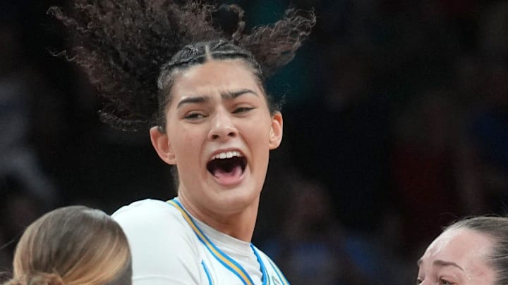 The UCLA Bruins celebrate their 79-51 win over the South Carolina Gamecocks to claim the NCAA women's basketball national championship at Mortgage Matchup Center in Phoenix on April 5, 2026.