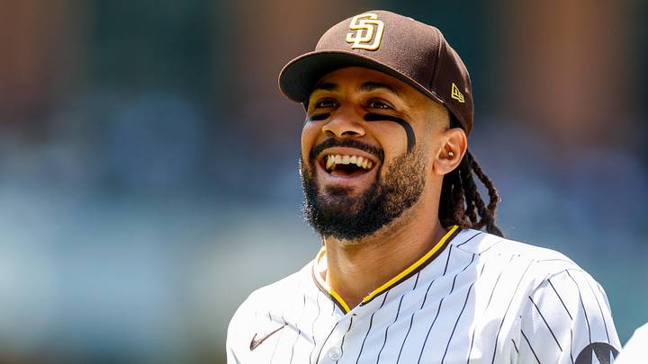 Jun 10, 2026; San Diego, California, USA; San Diego Padres second baseman Fernando Tatis Jr. (23) reacts while leaving the field during the third inning against the Cincinnati Reds at Petco Park. Mandatory Credit: David Frerker-Imagn Images Jun 10, 2026; San Diego, California, USA; San Diego Padres second baseman Fernando Tatis Jr. (23) reacts while leaving the field during the third inning against the Cincinnati Reds at Petco Park. Mandatory Credit: David Frerker-Imagn Images