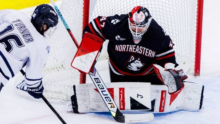 With no home games as a new arena gets built, goaltender Lawton Zachary and the Northeastern Huskies will be in their road uniforms a lot in 2026-27. With no home games as a new arena gets built, goaltender Lawton Zachary and the Northeastern Huskies will be in their road uniforms a lot in 2026-27.