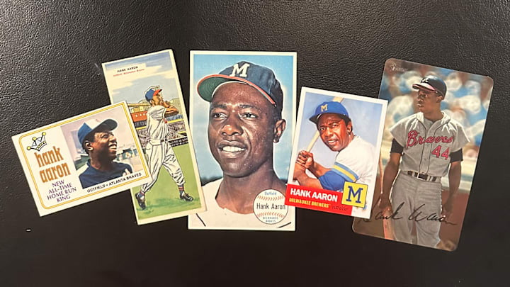 Assorted Hank Aaron baseball cards Assorted Hank Aaron baseball cards