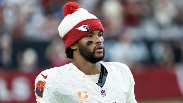 Sep 25, 2025; Glendale, Arizona, USA; Arizona Cardinals quarterback Kyler Murray (1) against the Seattle Seahawks at State Farm Stadium. Mandatory Credit: Mark J. Rebilas-Imagn Images
