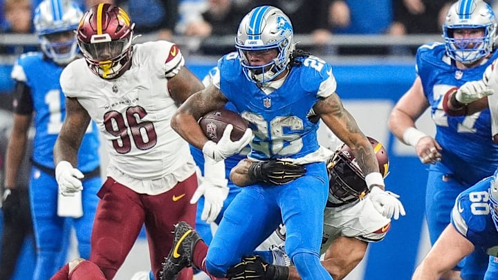 Detroit Lions running back Jahmyr Gibbs (26). Detroit Lions running back Jahmyr Gibbs (26).