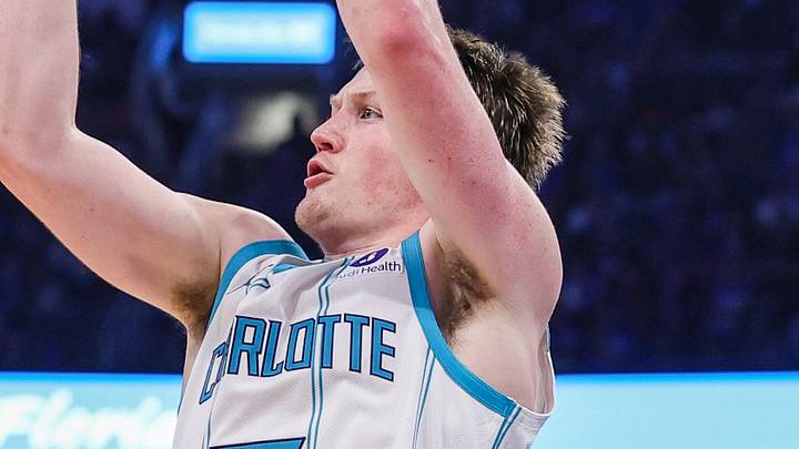 Apr 17, 2026; Orlando, Florida, USA; Charlotte Hornets guard Kon Knueppel (7) shoots during the second half against the Orlando Magic during the play-in rounds of the 2026 NBA Playoffs at Kia Center. Mandatory Credit: Mike Watters-Imagn Images Apr 17, 2026; Orlando, Florida, USA; Charlotte Hornets guard Kon Knueppel (7) shoots during the second half against the Orlando Magic during the play-in rounds of the 2026 NBA Playoffs at Kia Center. Mandatory Credit: Mike Watters-Imagn Images