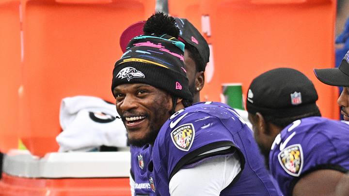 Baltimore Ravens quarterback Lamar Jackson (8) sits on the bench during the third quarter against the Tennessee Titans. Baltimore Ravens quarterback Lamar Jackson (8) sits on the bench during the third quarter against the Tennessee Titans.