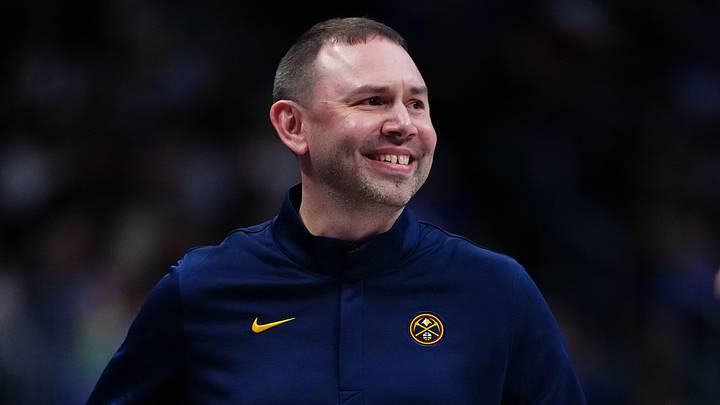 Mar 6, 2026; Denver, Colorado, USA; Denver Nuggets head coach David Adelman reacts in the second quarter against the New York Knicks at Ball Arena. Mandatory Credit: Ron Chenoy-Imagn Images