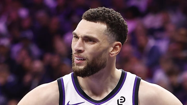 Sacramento Kings guard Zach LaVine (8) reacts after a play against the Memphis Grizzlies during the second quarter at Golden 1 Center. Nov 30, 2025. Sacramento Kings guard Zach LaVine (8) reacts after a play against the Memphis Grizzlies during the second quarter at Golden 1 Center. Nov 30, 2025.
