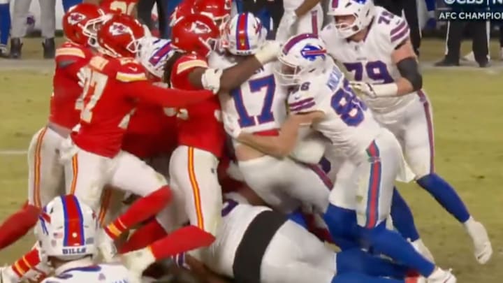 Josh Allen attempts to rush for a first down vs. the Kansas City Chiefs.