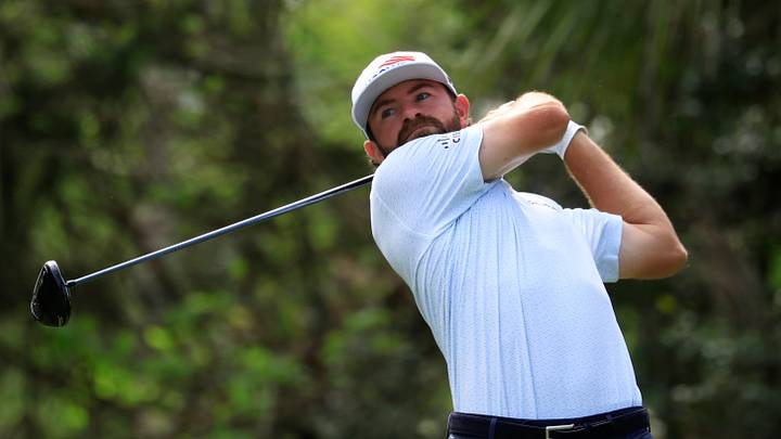 Cameron Young tees off during the third round of the 2026 edition of The Players Championship