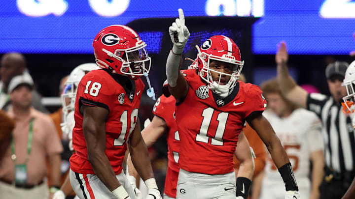 Dec 7, 2024; Atlanta, GA, USA; Georgia Bulldogs linebacker Jalon Walker (11) reacts during the first half in the 2024 SEC Championship game at Mercedes-Benz Stadium. Mandatory Credit: Brett Davis-Imagn Images Dec 7, 2024; Atlanta, GA, USA; Georgia Bulldogs linebacker Jalon Walker (11) reacts during the first half in the 2024 SEC Championship game at Mercedes-Benz Stadium. Mandatory Credit: Brett Davis-Imagn Images