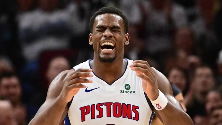 Detroit Pistons center Jalen Duren (0) reacts