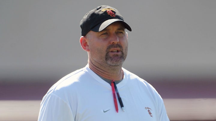Former Southern California Trojans wide receivers coach John Morton at practice 
