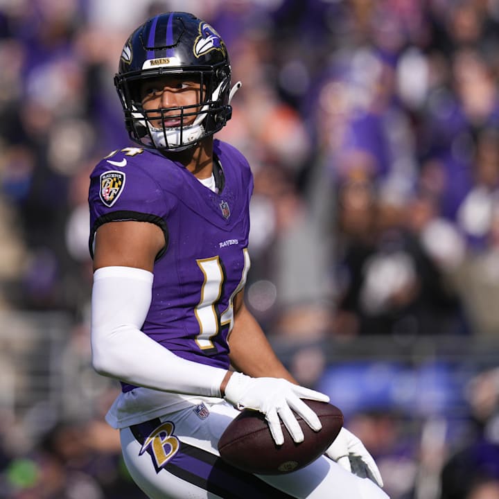 Baltimore Ravens safety Kyle Hamilton celebrates after scoring a touchdown against the Cleveland Browns.