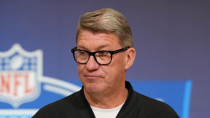 Tampa Bay Buccaneers general manager Jason Licht speaks at the NFL Scouting Combine at the Indiana Convention Center. 